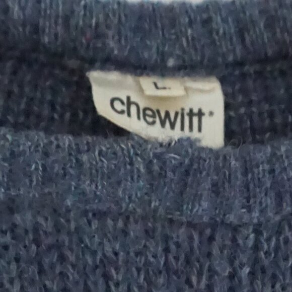Vintage Chewitt Heather Blue Knit Sweater Minimalist Old Money Cabincore L - Picture 9 of 9